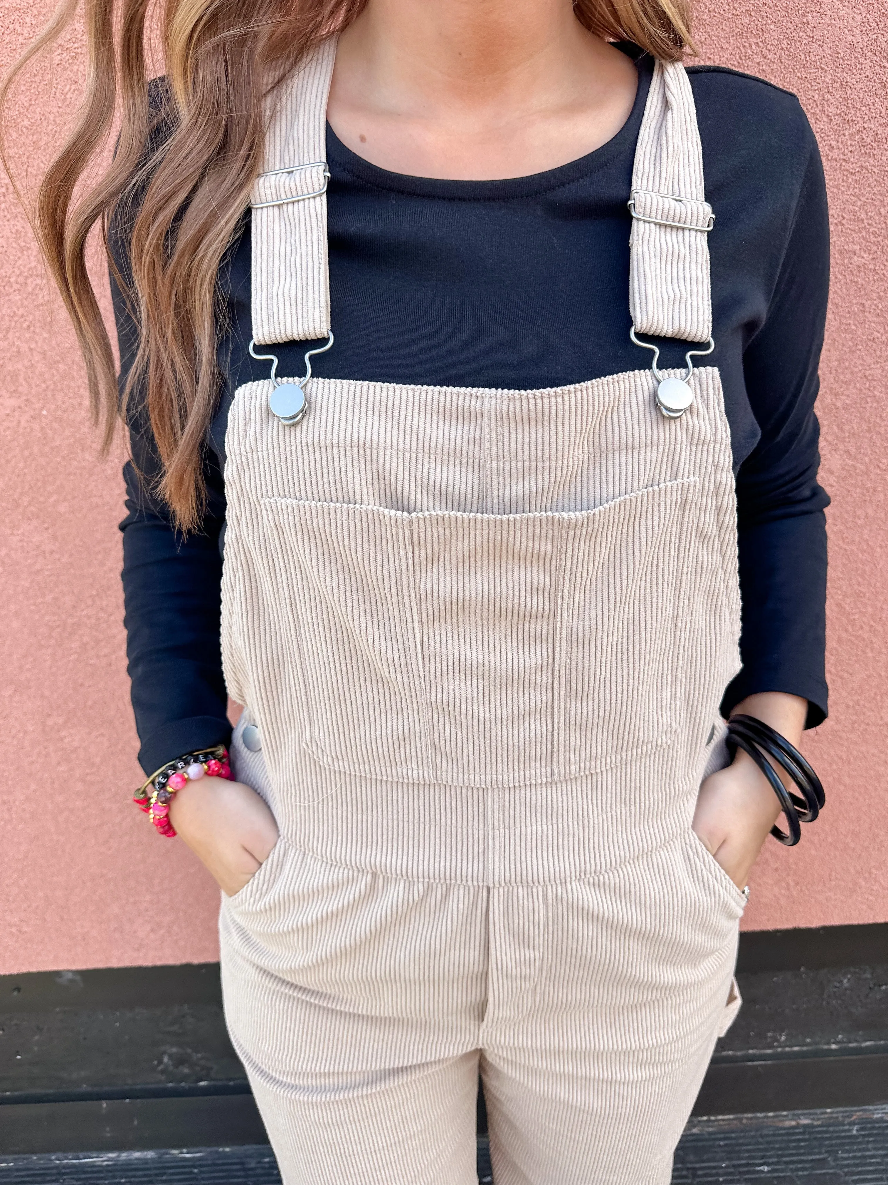 Corduroy Overalls - Beige