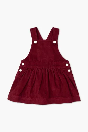 Corduroy Pinafore Dress_Maroon