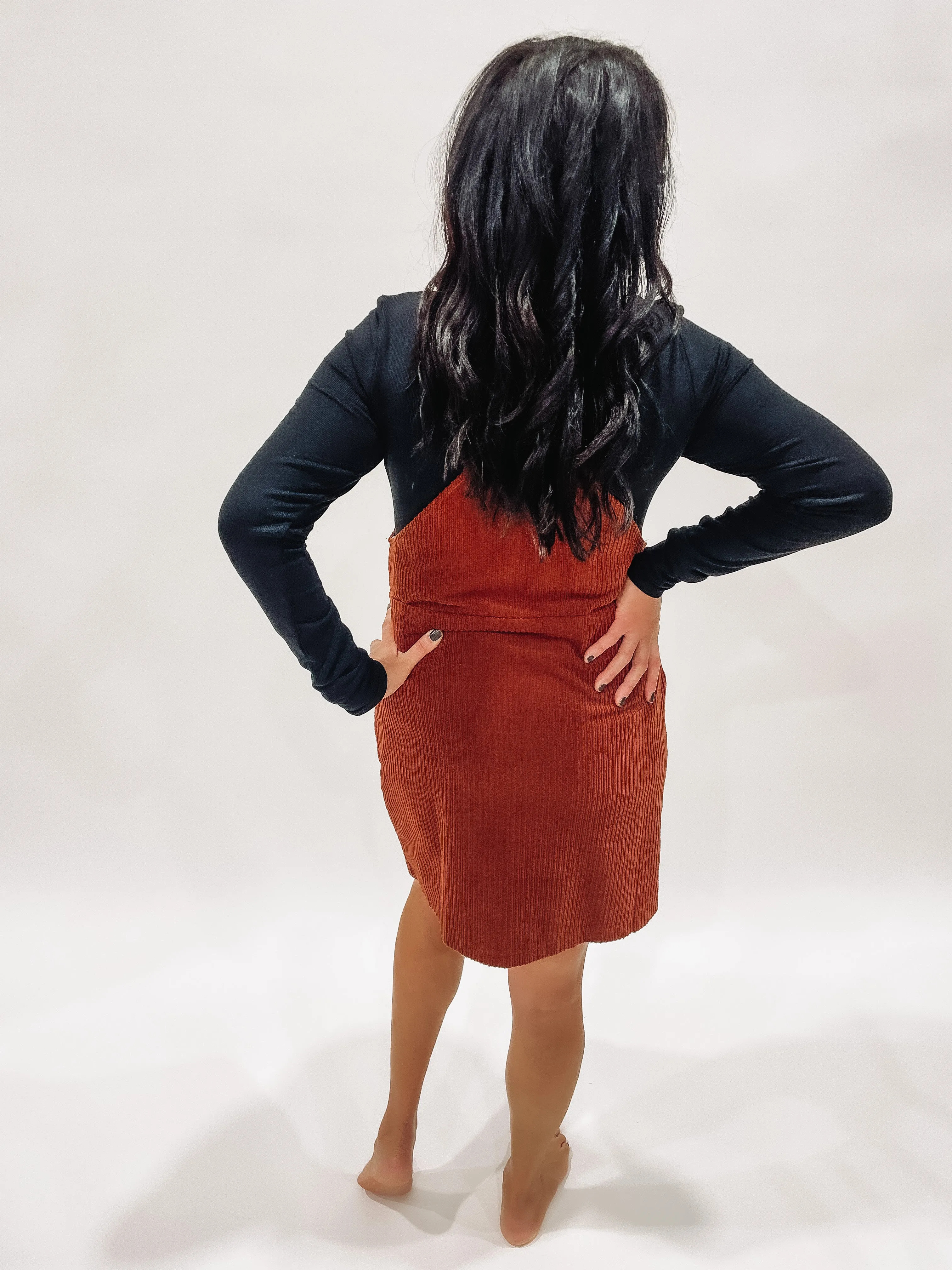 Corduroy Zip Up Mini Dress