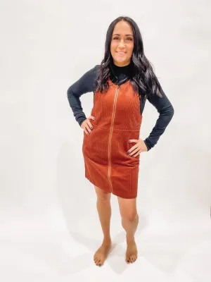 Corduroy Zip Up Mini Dress