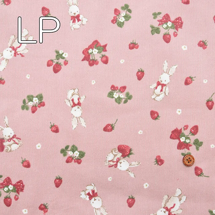 Cotton Corduroy Printed Fabric - Classical Modern Rabbit Strawberry