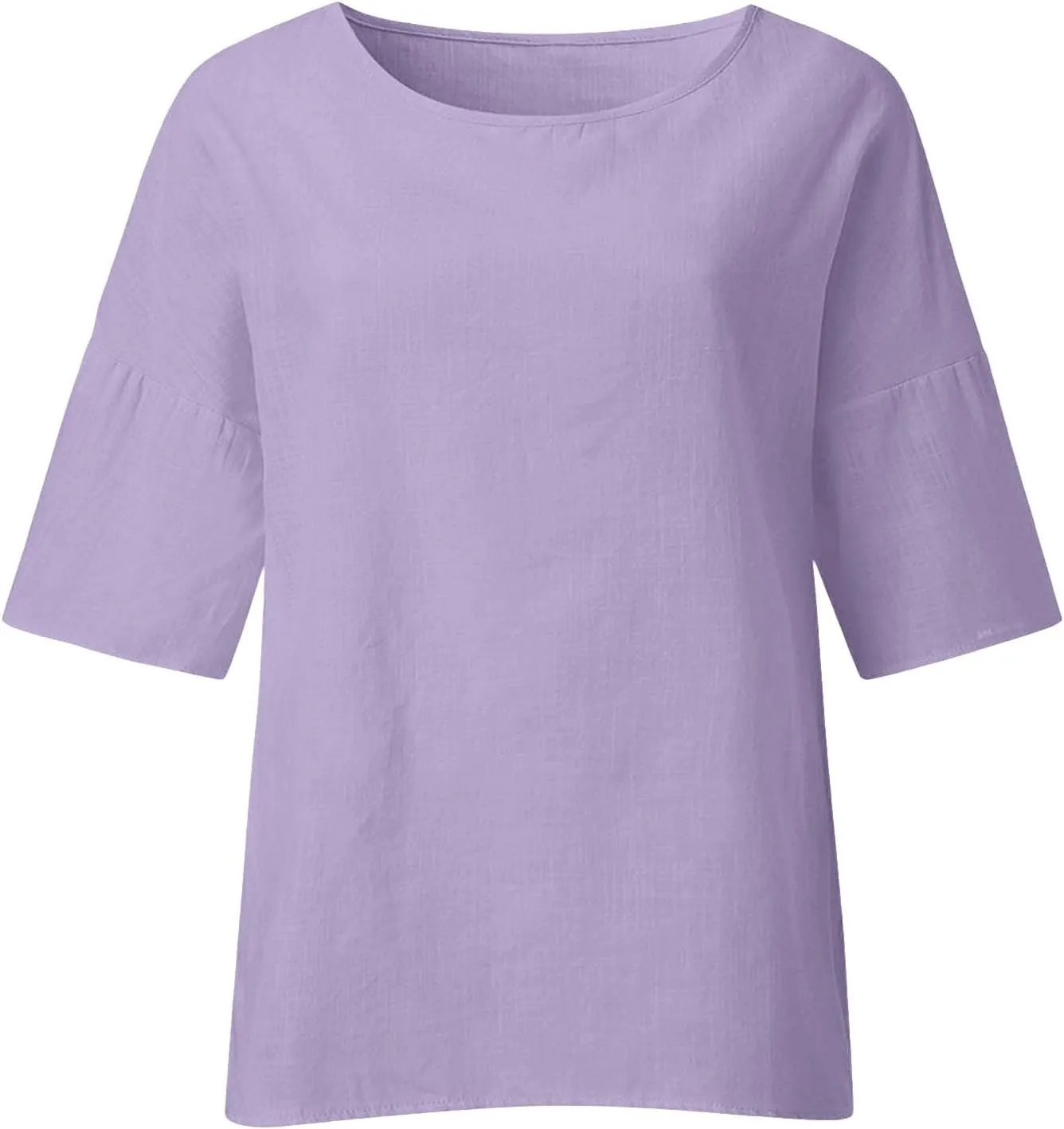Cotton Linen Shirts Women Casual Loose Gauze T Shirts Crewneck Blouses Summer Trendy Plus Size Lightweight Tunic Tops