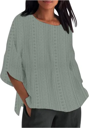 Cotton Linen Shirts Women Casual Loose Gauze T Shirts Crewneck Blouses Summer Trendy Plus Size Lightweight Tunic Tops