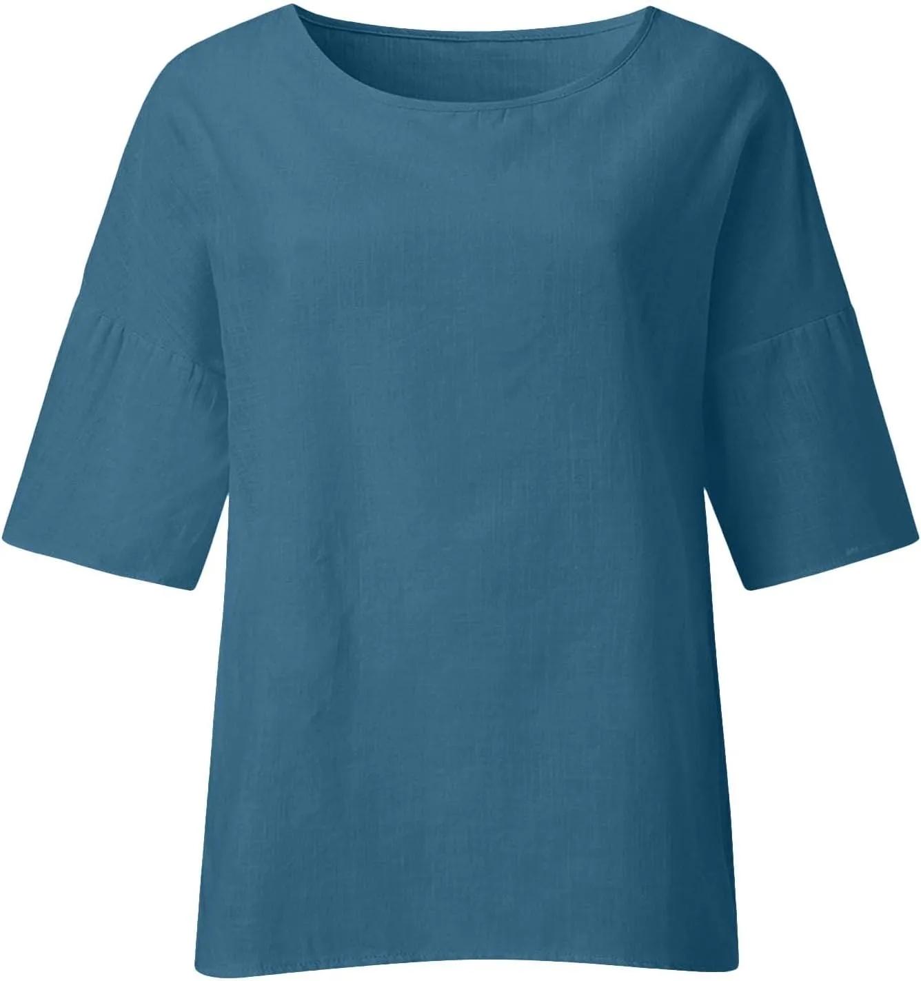 Cotton Linen Shirts Women Casual Loose Gauze T Shirts Crewneck Blouses Summer Trendy Plus Size Lightweight Tunic Tops