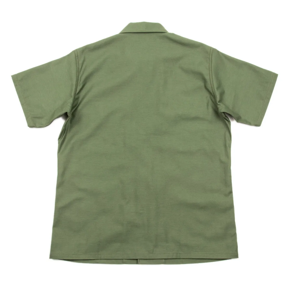 Cotton Sateen Shirt S/S - Olive Green