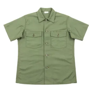 Cotton Sateen Shirt S/S - Olive Green