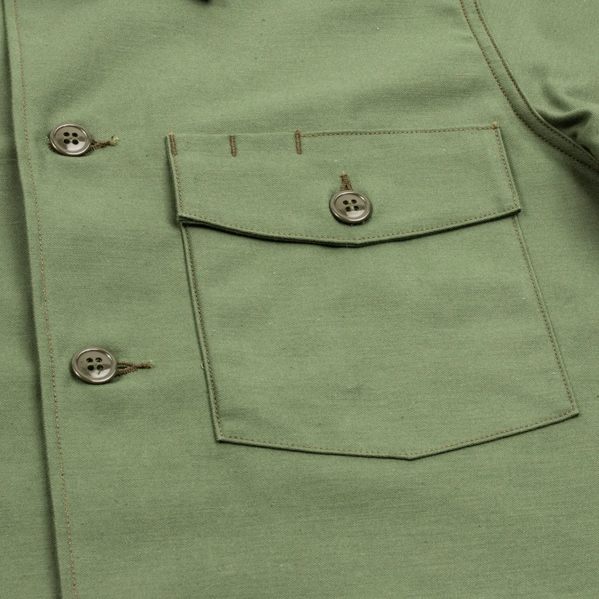 Cotton Sateen Shirt S/S - Olive Green