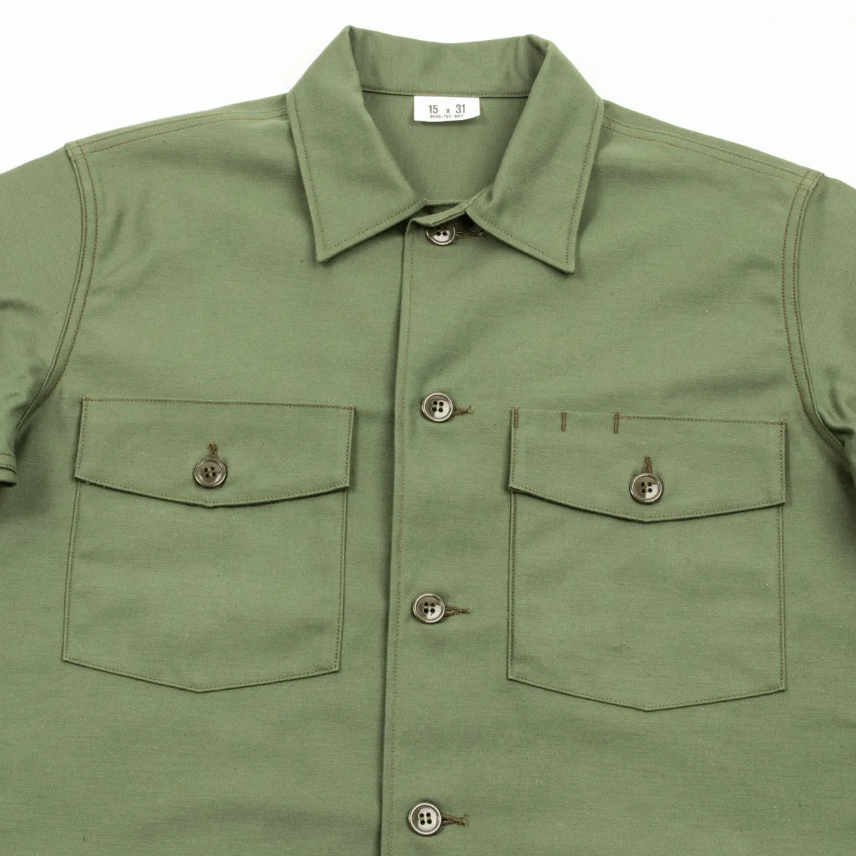 Cotton Sateen Shirt S/S - Olive Green