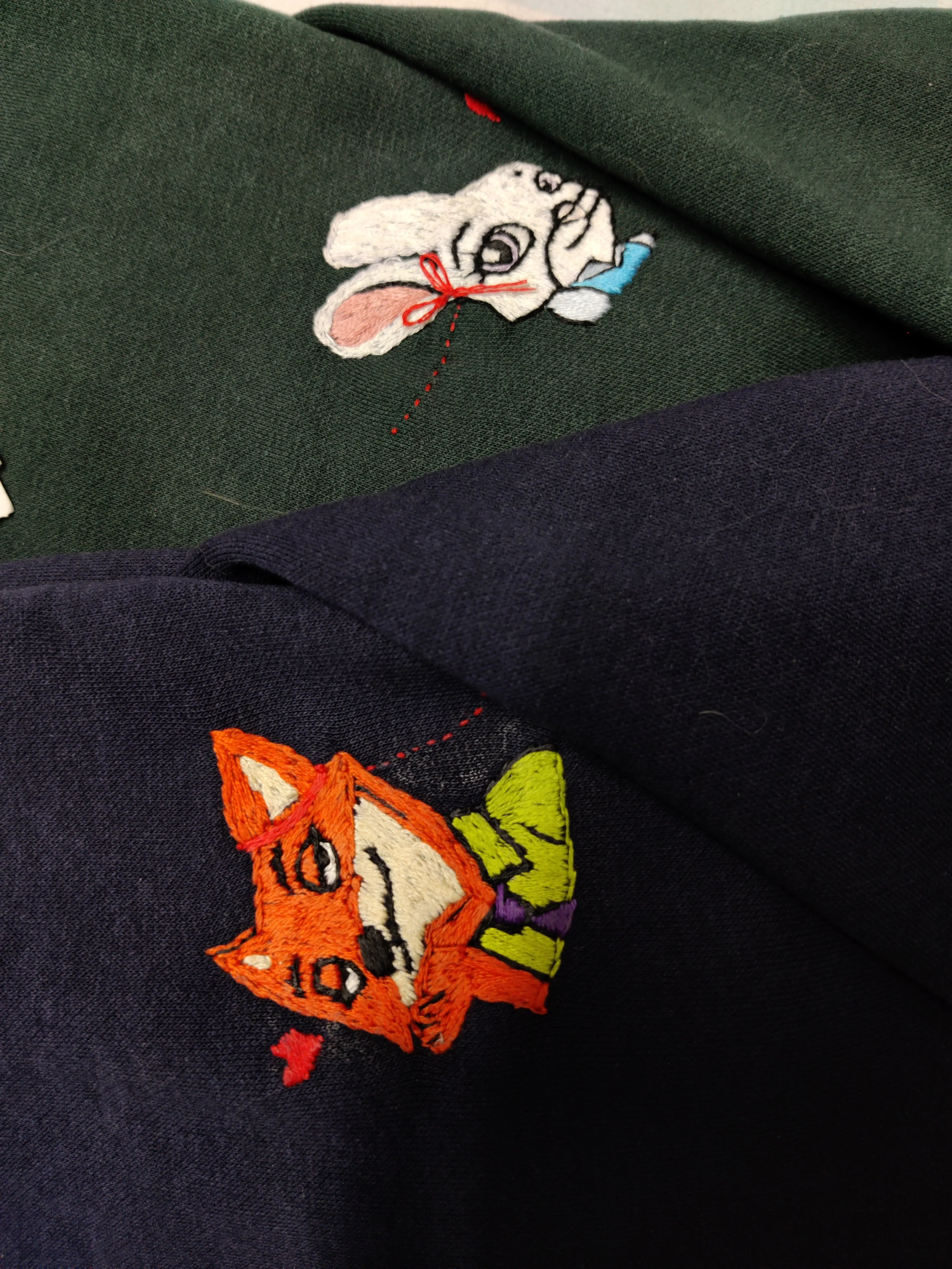 Couple Zootopia theme Hand Embroidered Sweatshirts