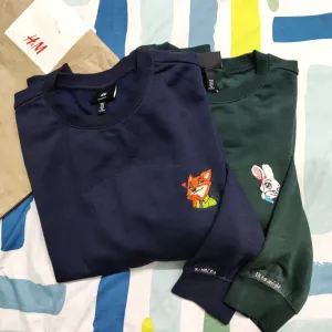 Couple Zootopia theme Hand Embroidered Sweatshirts