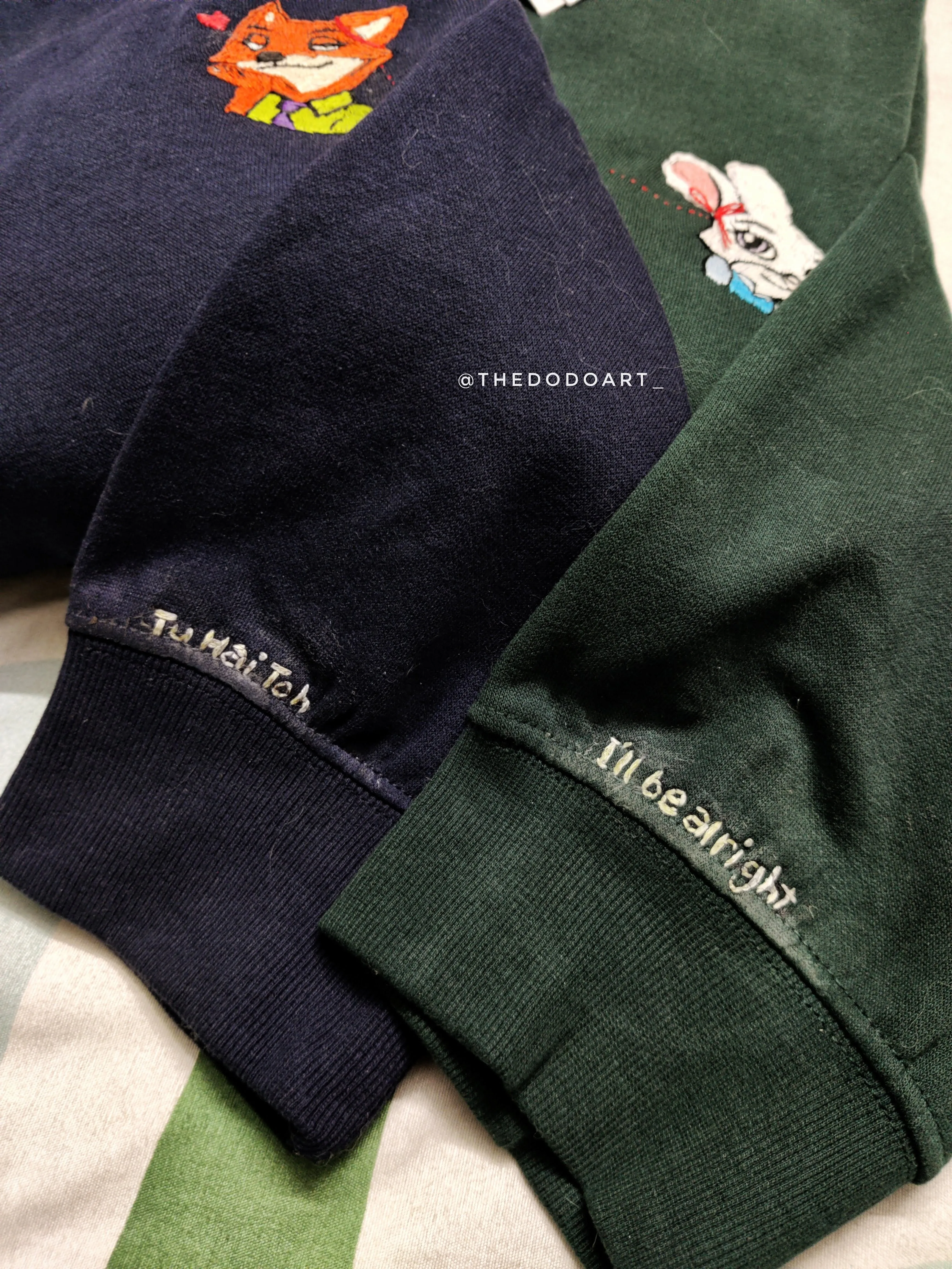 Couple Zootopia theme Hand Embroidered Sweatshirts