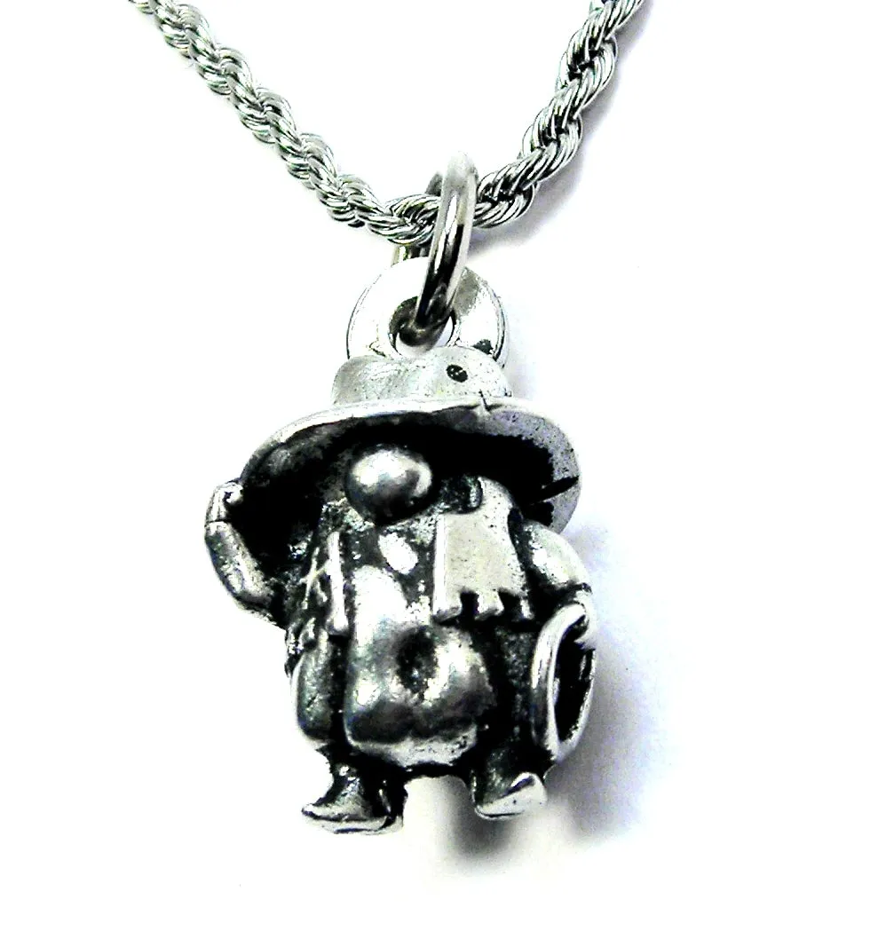 Cowboy Gnome with cowgirl hat   3D  Charm Necklace