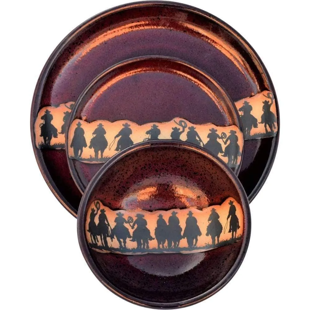 Cowboy Posse Horses Round Platter