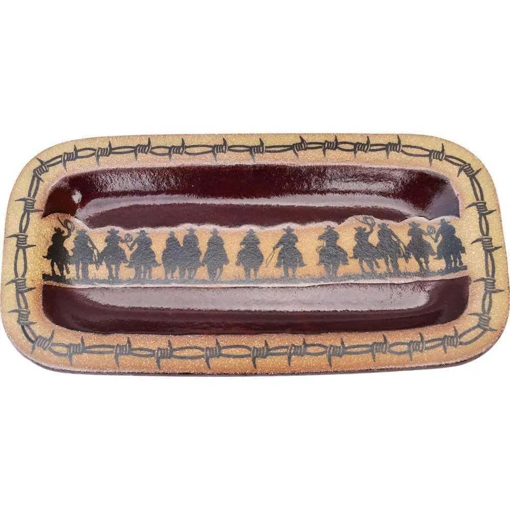 Cowboy Posse Horses Round Platter