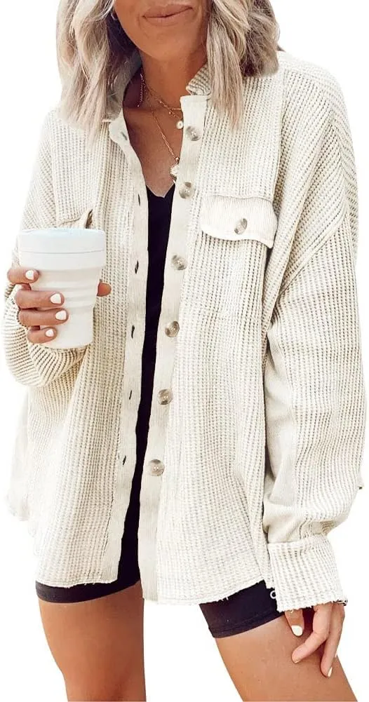 Cozy Womens Corduroy Button Down Shirts Long Sleeve