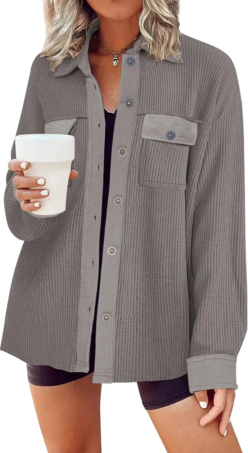 Cozy Womens Corduroy Button Down Shirts Long Sleeve