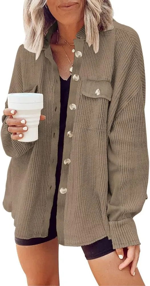 Cozy Womens Corduroy Button Down Shirts Long Sleeve