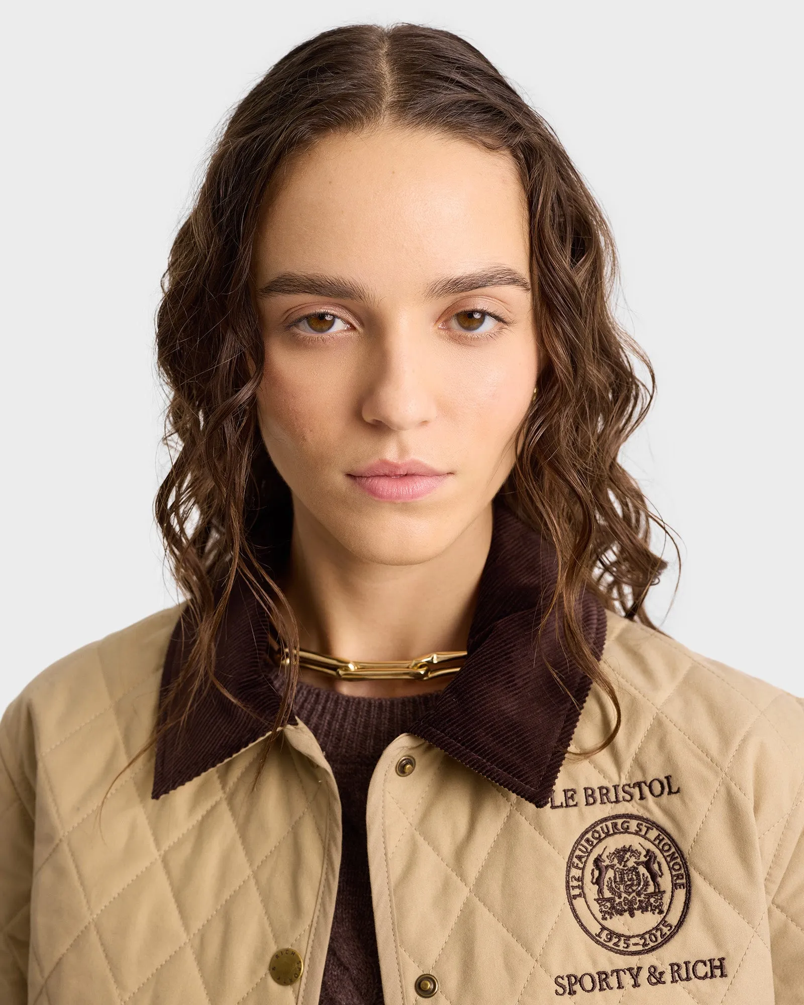 Crest Seal 100th Quilted Jacket - Beige/Chocolate