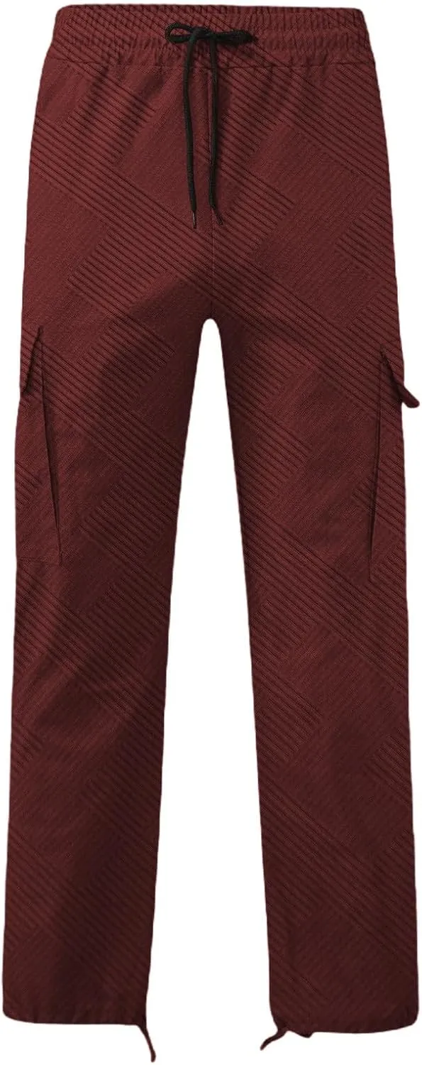 CRNTCEM Men's Casual Cargo Sweatpants Drawstring Quick Dry Outdoor Hiking Fishing Camping Casual Trousers with Multi Pocket