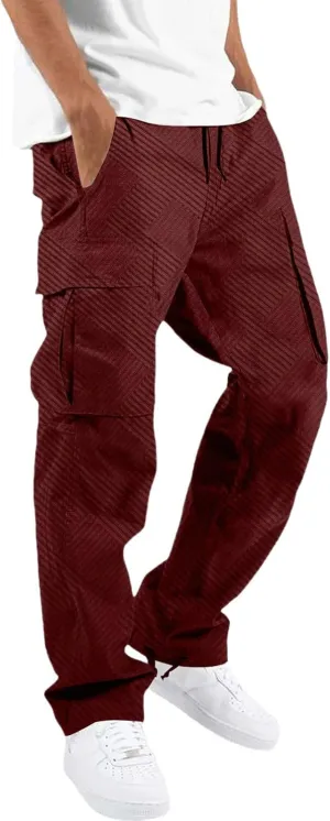 CRNTCEM Men's Casual Cargo Sweatpants Drawstring Quick Dry Outdoor Hiking Fishing Camping Casual Trousers with Multi Pocket