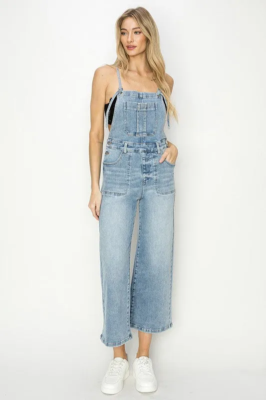 Crop Straight Leg Overalls By Risen