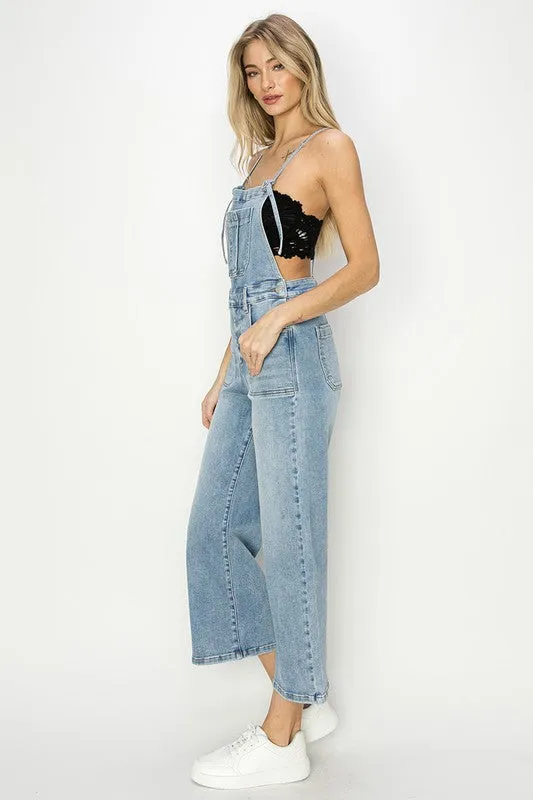 Crop Straight Leg Overalls By Risen