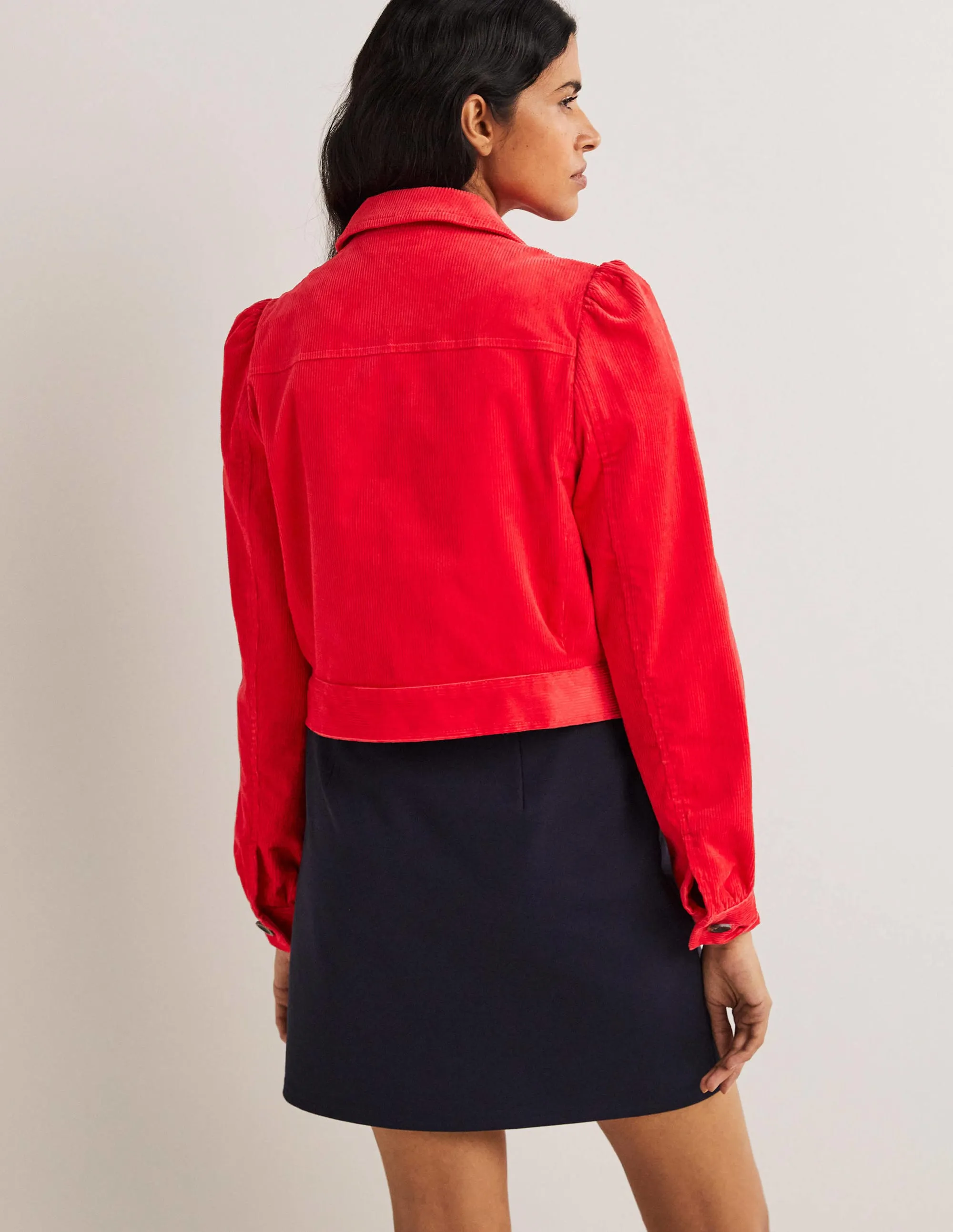 Cropped Cord Jacket-Strawberry Tart Red