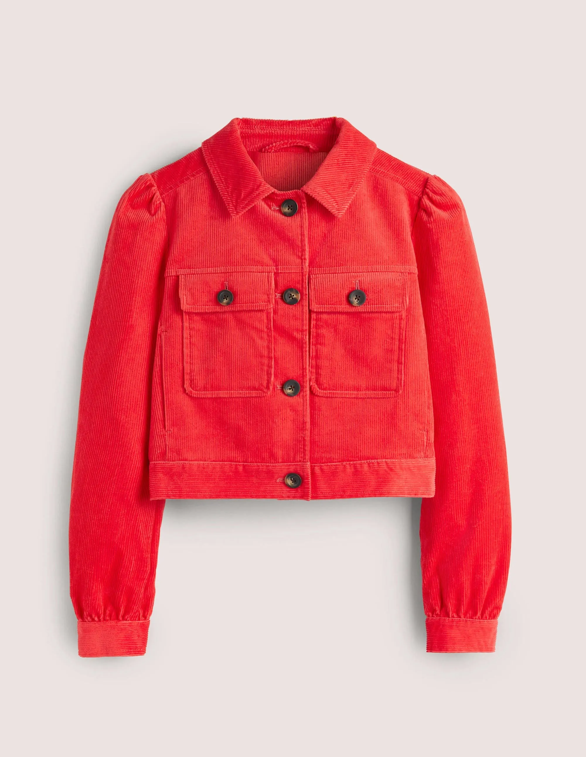 Cropped Cord Jacket-Strawberry Tart Red