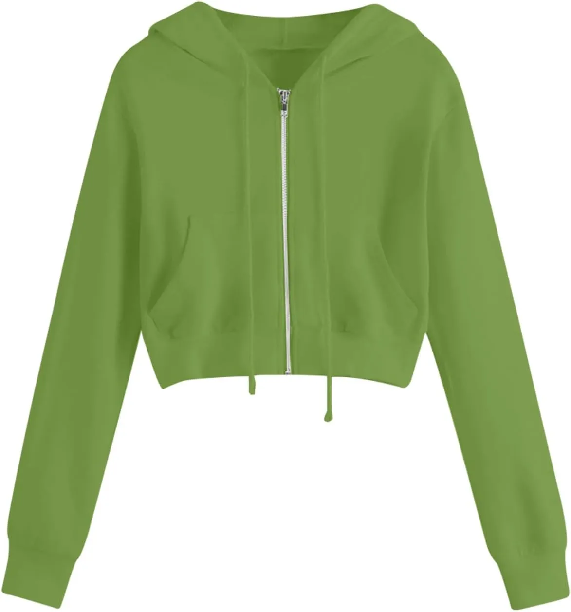 Cropped Sweatshirts for Women Zip Up Cute Hoodies Lightweight Long Sleeve Sweatshirt Slim Fit Jacket with Pockets