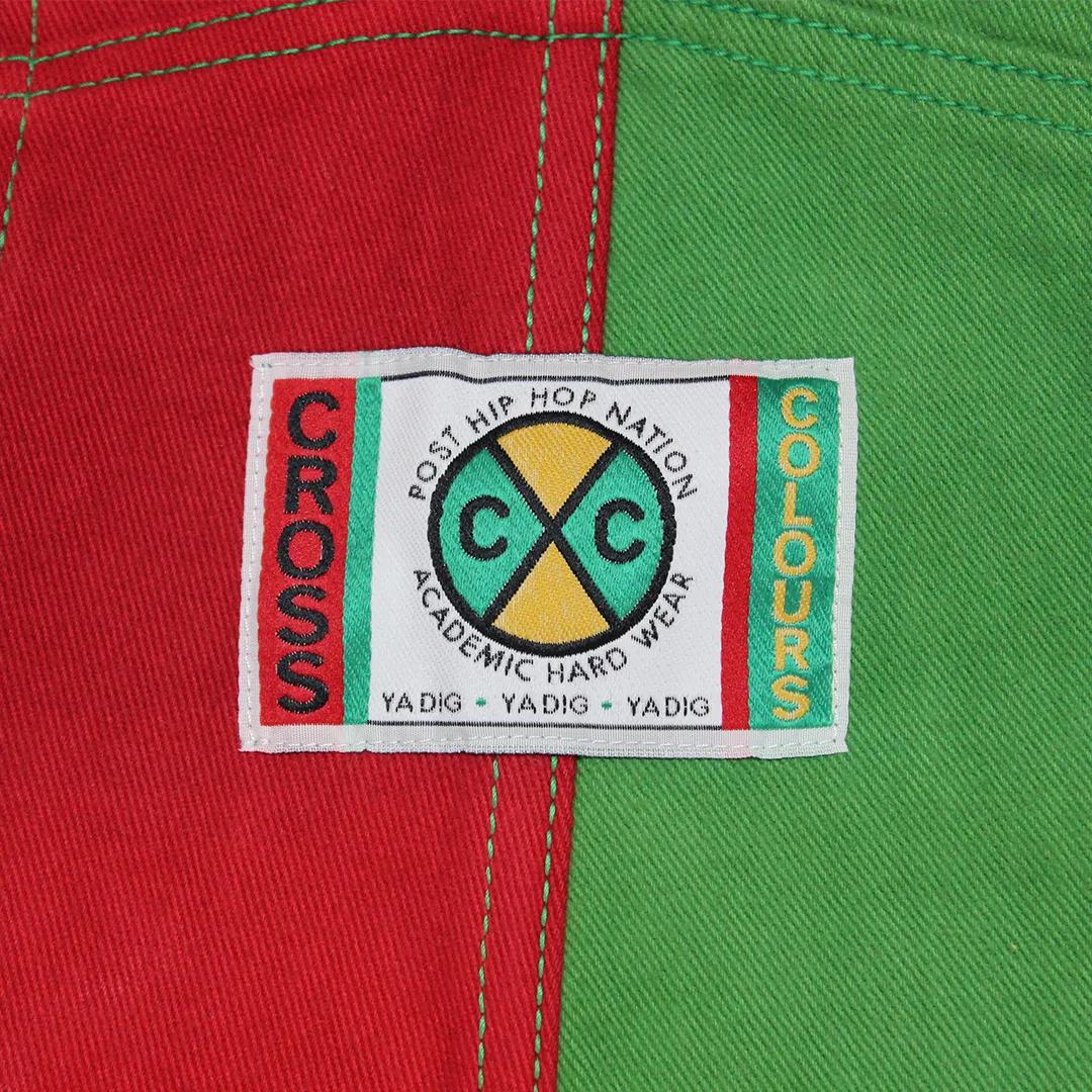 Cross Colours Color Block Overalls - Black/Red/Green