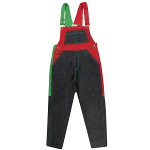 Cross Colours Color Block Overalls - Black/Red/Green