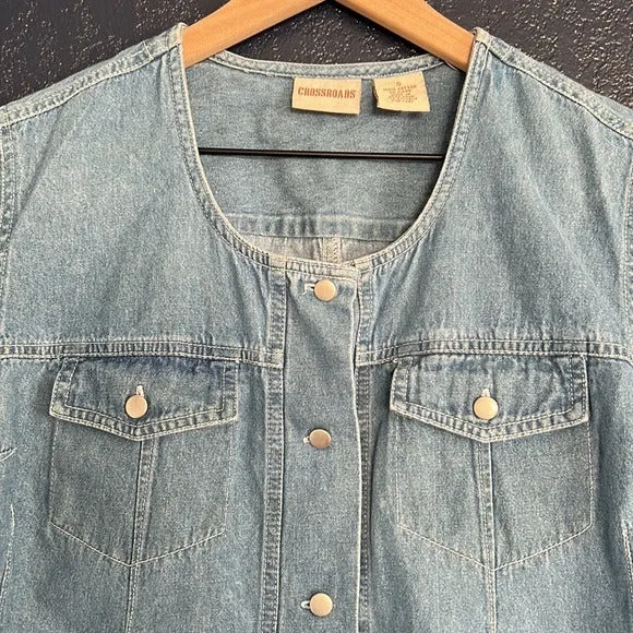 Crossroads Vintage Denim Short-Sleeve Button-Up Shirt