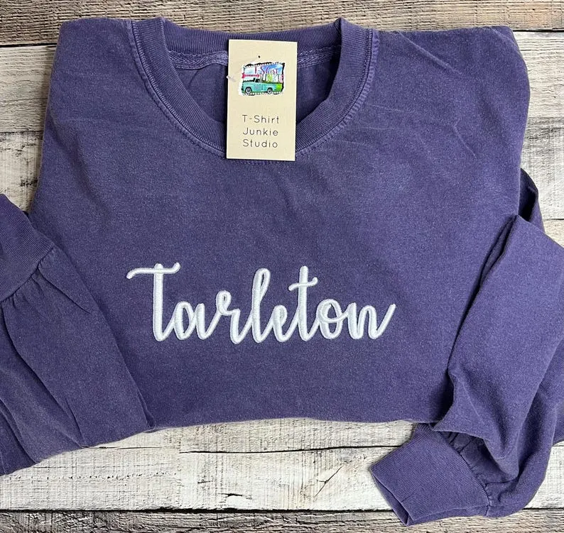 Custom 3D Puff Embroidered Long or Short Sleeve T-shirt Favorite College, HS Group, Team, Graduation Present Birthday Gift Fan