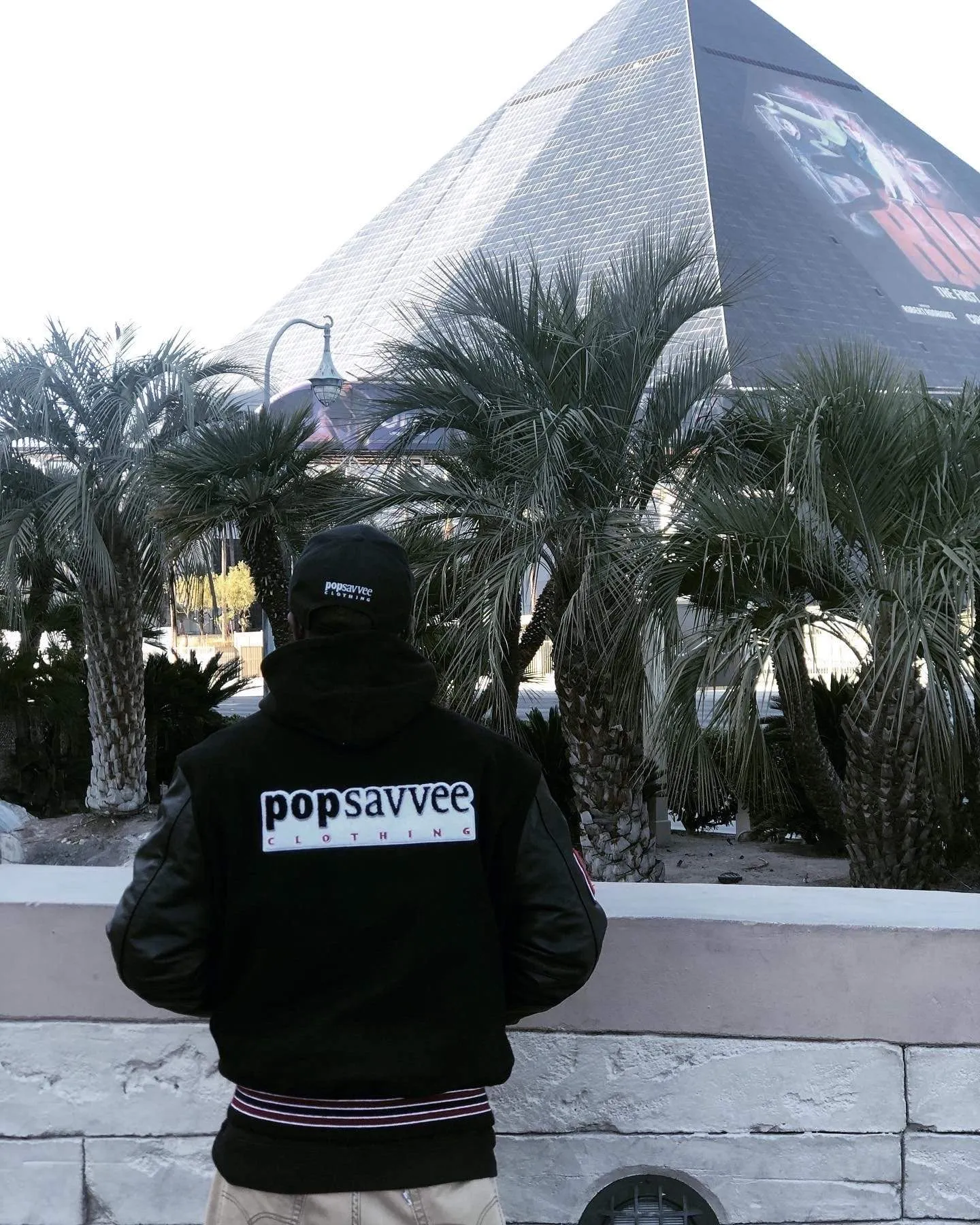 Custom Black Leather Varsity Letterman Jacket w/ Chenille Embroidered “Pop Savvee Clothing” Logo