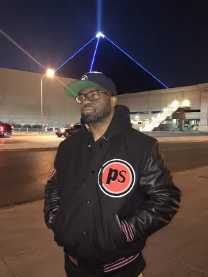 Custom Black Leather Varsity Letterman Jacket w/ Chenille Embroidered “Pop Savvee Clothing” Logo