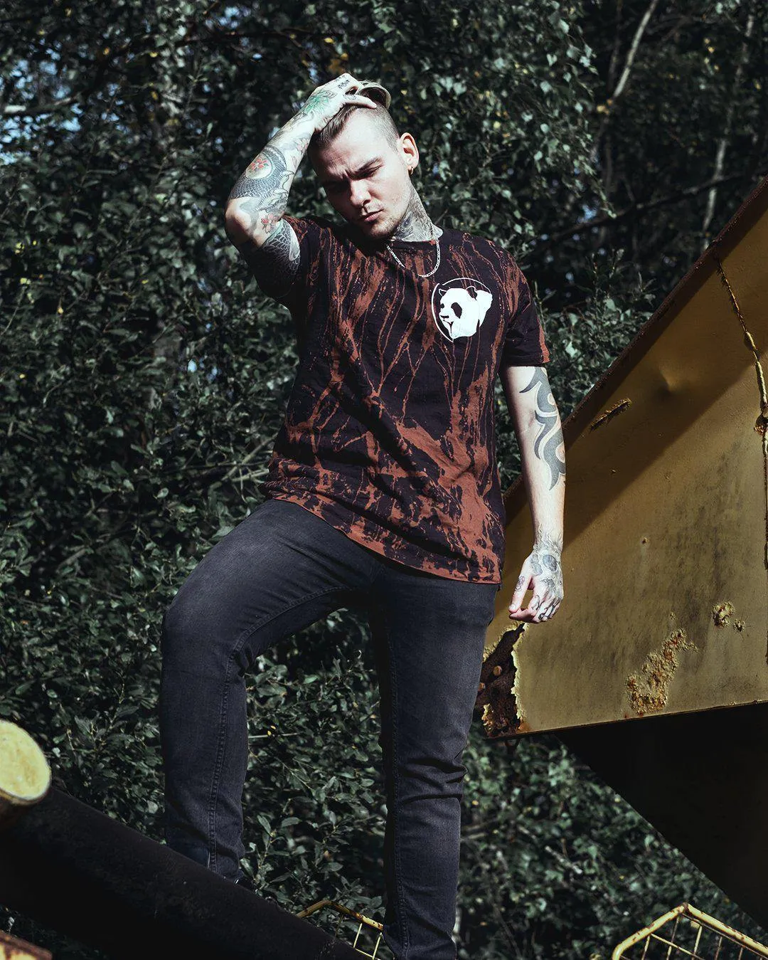 Custom Classic Panda Acid Wash Long Tee