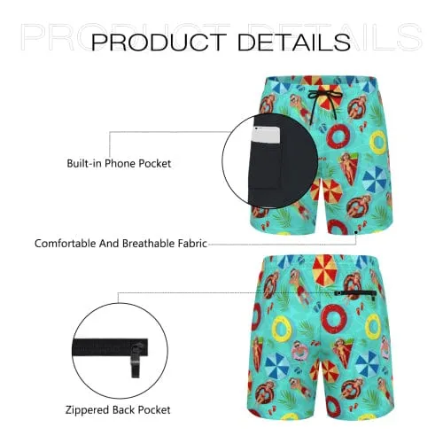 Custom Couple Faces Swimming Ring Men's Quick Dry 2 in 1 Surfing & Beach Shorts Male Gym Fitness Shorts