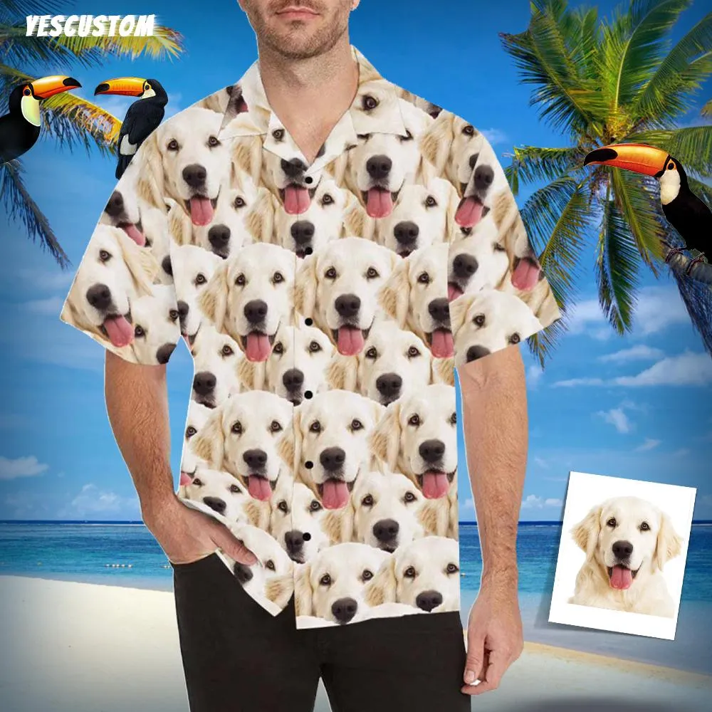Custom Dog Face Hawaiian Shirt Seamless Dog Create Your Own Shirt for Husband/Boyfriend