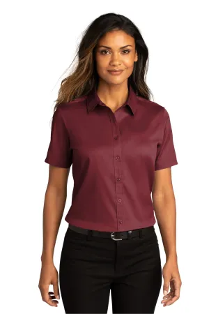Custom Embroidered Ladies Short Sleeve SuperPro React Twill Shirt. LW809