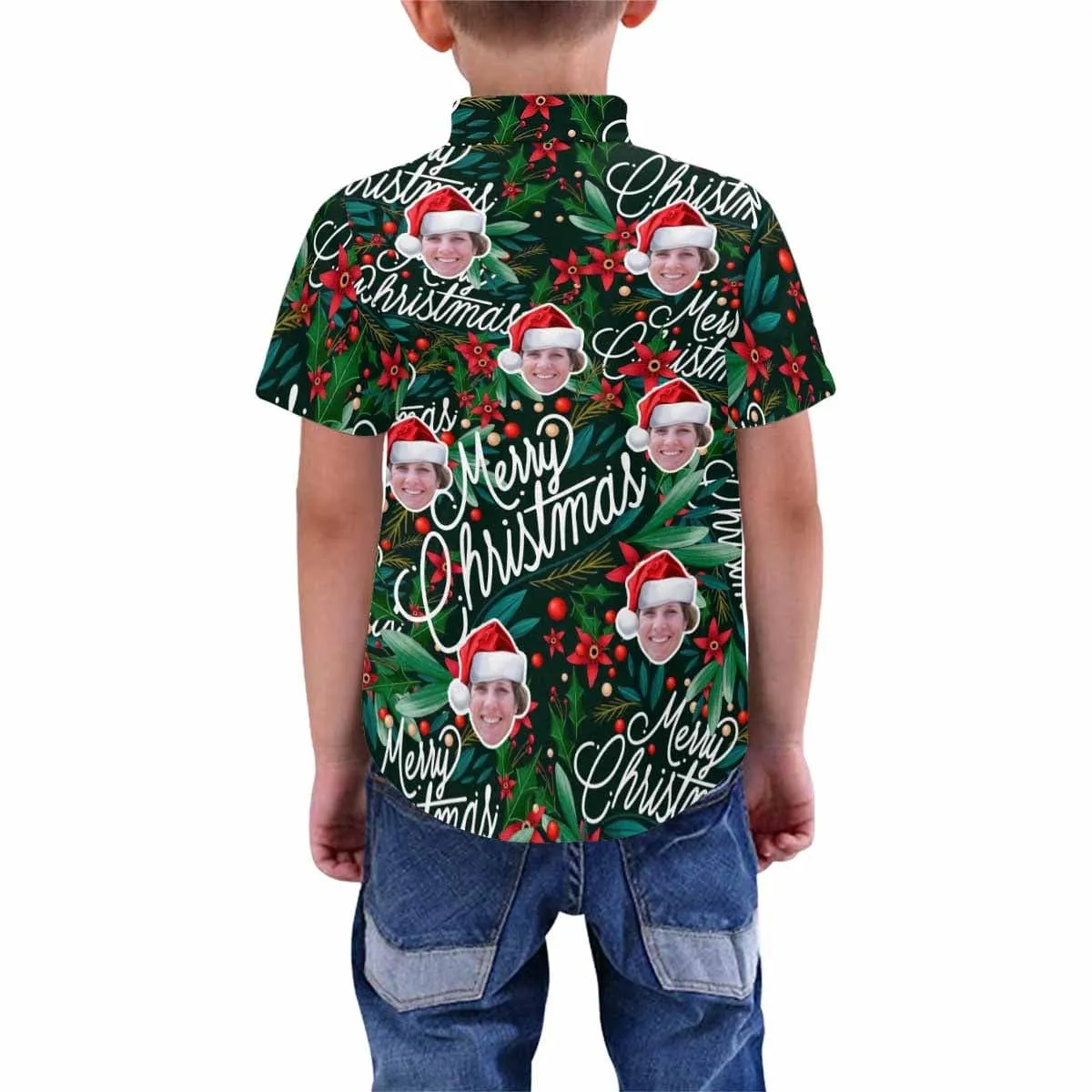 Custom Face Christmas Hat Teenage Hawaiian Shirt