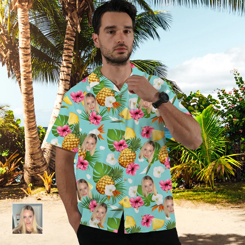Custom Face Hawaiian Shirt Pineapple Tropical Aloha Shirt