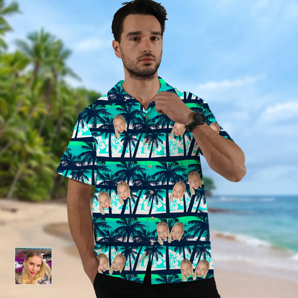 Custom Face Hawaiian Shirts Coconut Tree Shirt