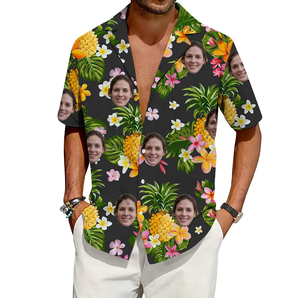 Custom Face Hawaiian Shirts Personalized Tropical Pineapple Shirt
