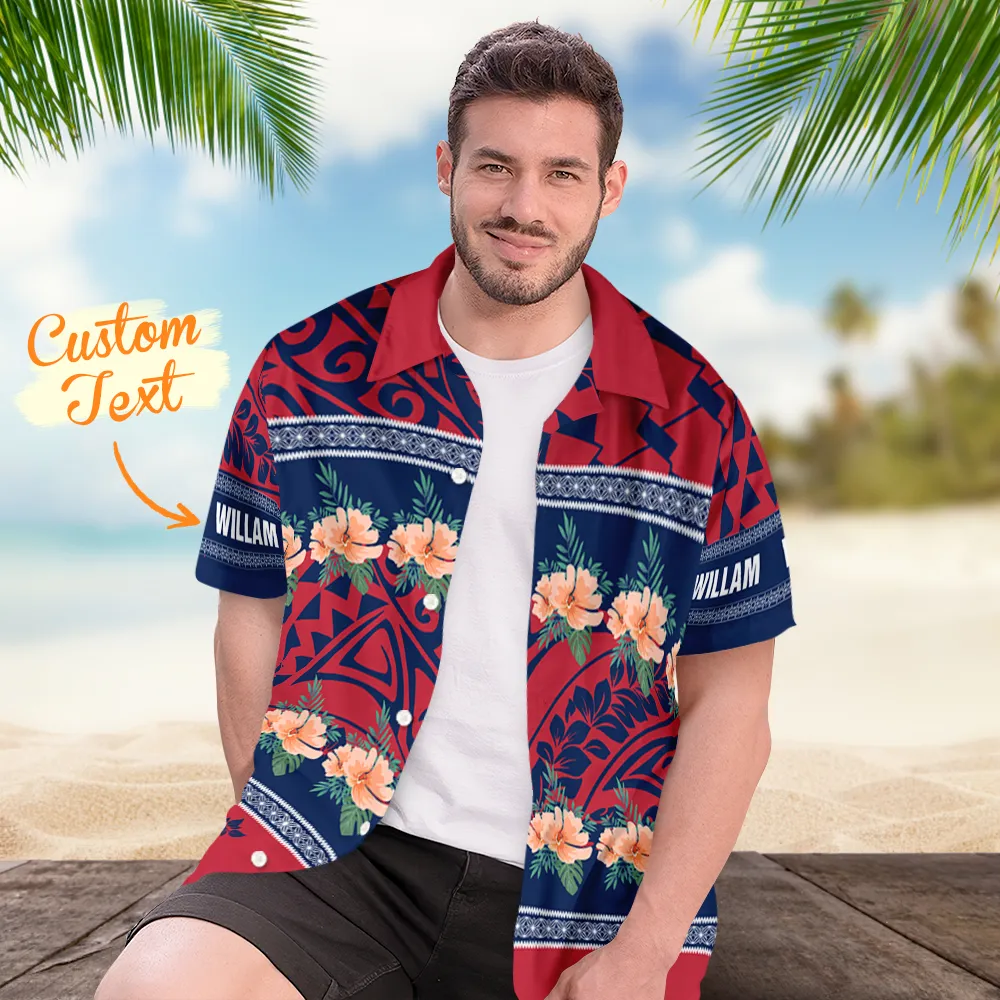 Custom Famliy Aloha Shirt Personalized Hibiscus Tropical Hawaiian Shirts For Men