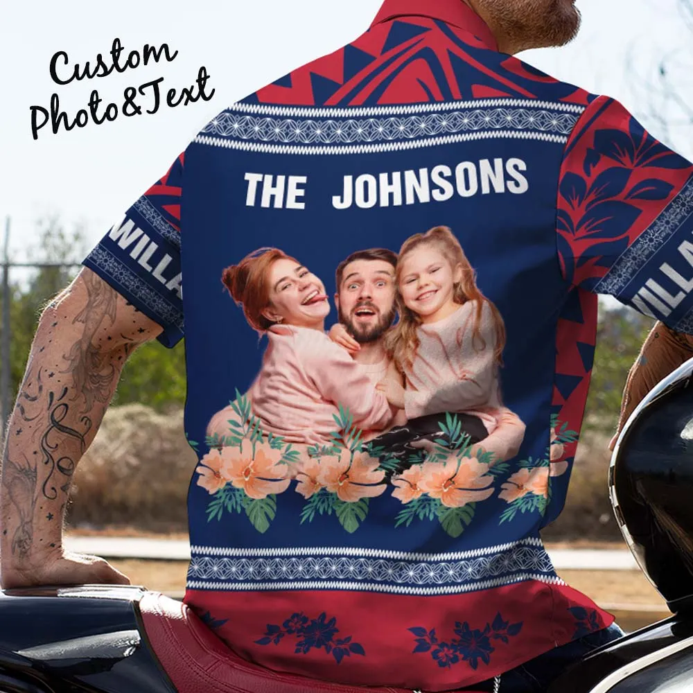 Custom Famliy Aloha Shirt Personalized Hibiscus Tropical Hawaiian Shirts For Men