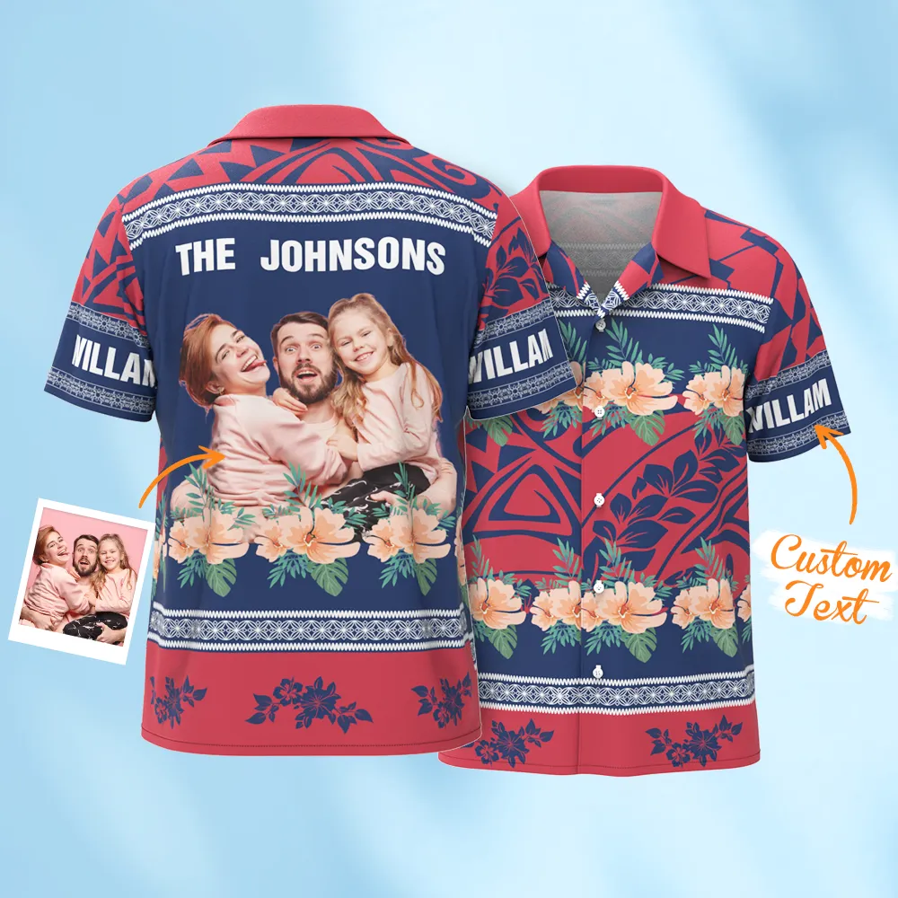 Custom Famliy Aloha Shirt Personalized Hibiscus Tropical Hawaiian Shirts For Men