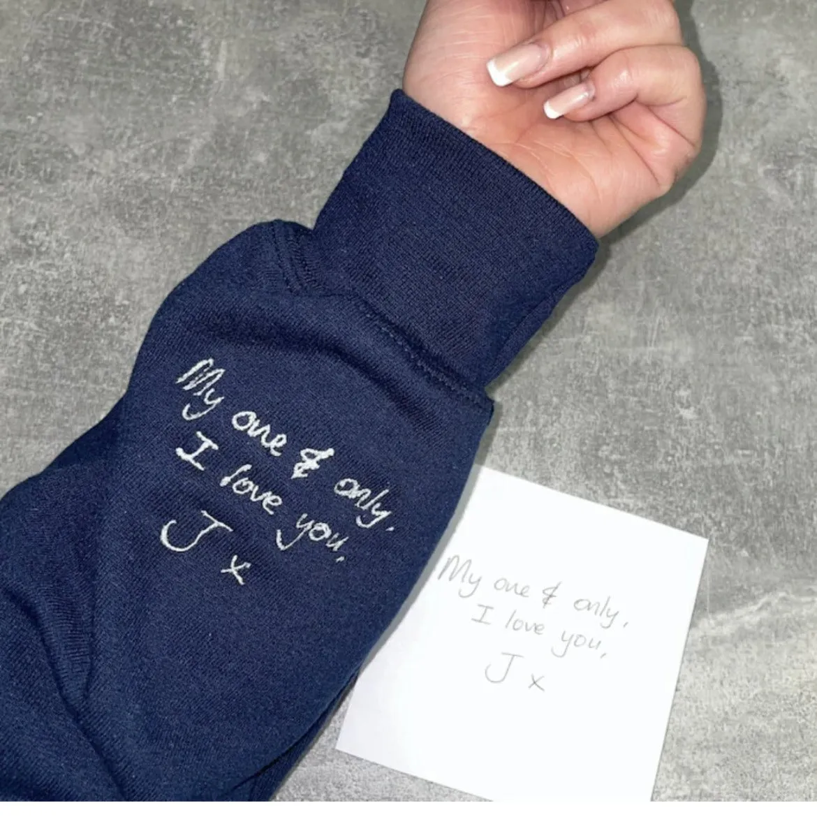 Custom Handwritten Message Embroidered Sweatshirt