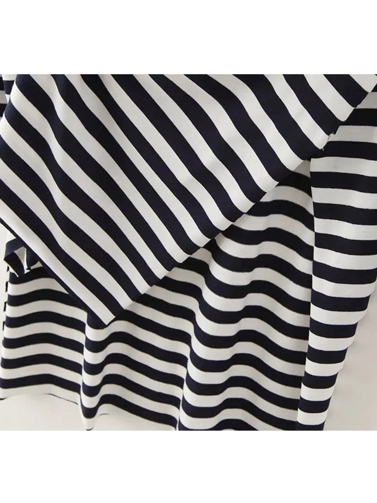Custom Round Neck Stripe Long Sleeve Slit Hem Top