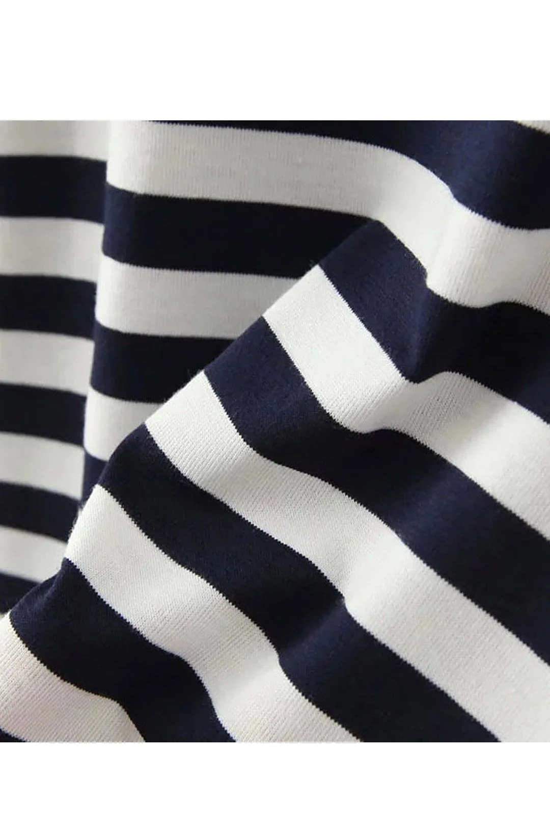 Custom Round Neck Stripe Long Sleeve Slit Hem Top