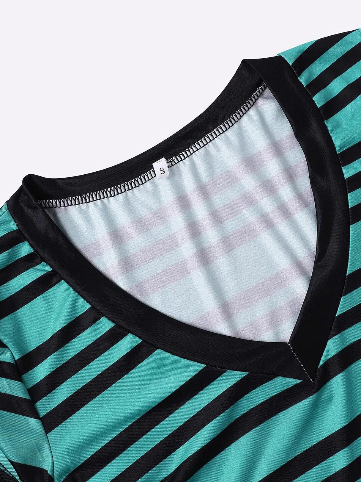 Custom V-Neck Stripe Short Sleeve Blue T-Shirts